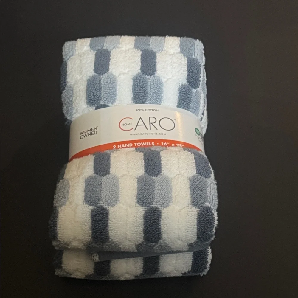 4pc CARO HOME 100% Cotton Mosaic Bath Towel Set - Denim